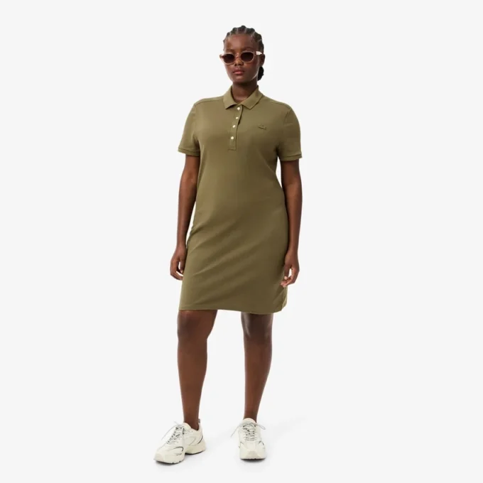 Slim fit stretch mini piqué-kjole for kvinner