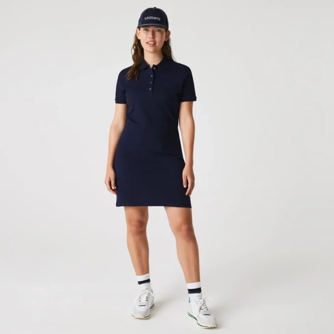 Slim fit stretch mini piqué-kjole for kvinner