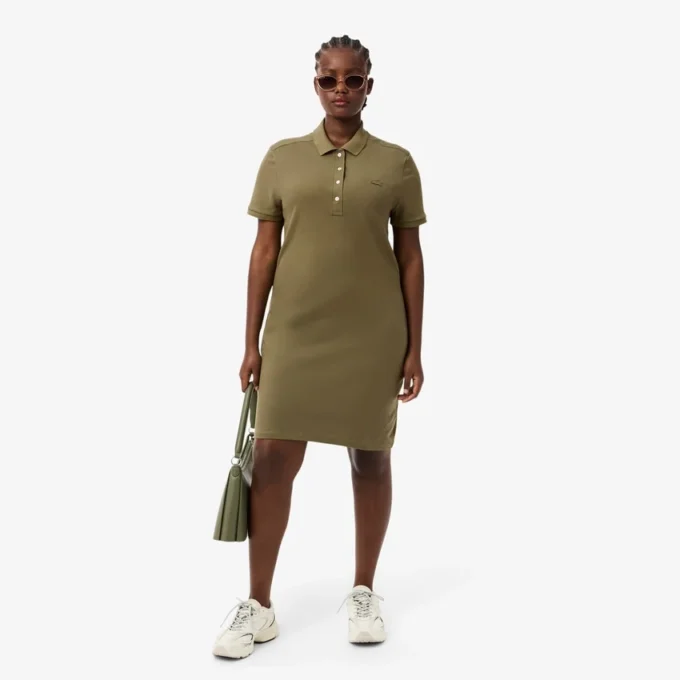 Slim fit stretch mini piqué-kjole for kvinner