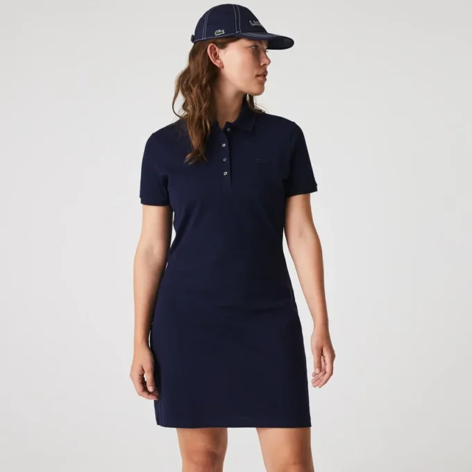 Slim fit stretch mini piqué-kjole for kvinner