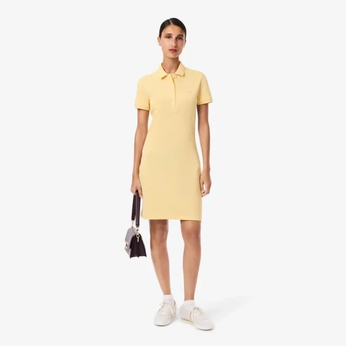 Slim fit stretch minipiqua-pologenser for kvinner