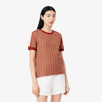 Slim fit-T-skjorte med monogram for kvinner