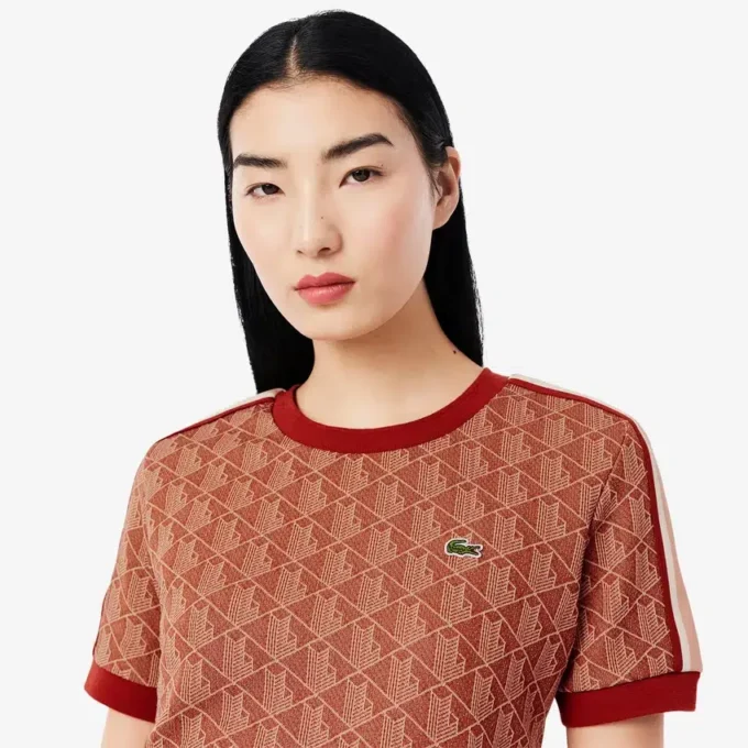 Slim fit-T-skjorte med monogram for kvinner