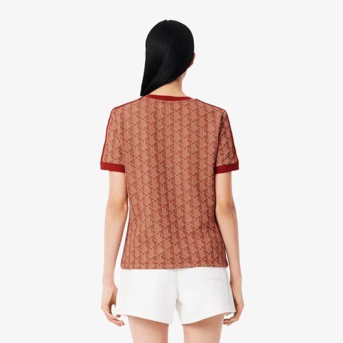 Slim fit-T-skjorte med monogram for kvinner