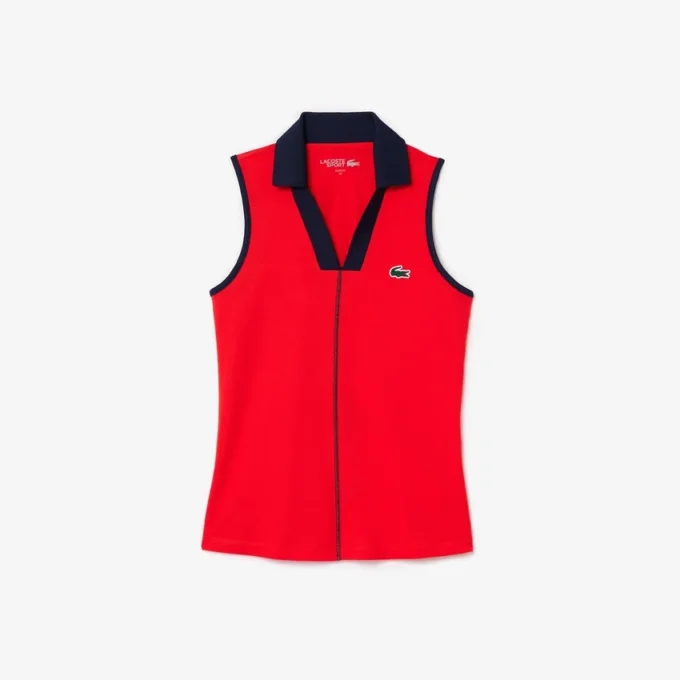 Slim fit Ultra Dry ermeløs tennis-poloskjorte for kvinner