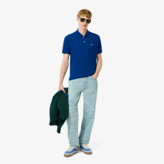 Straight fit-jeans for menn med landskapsmotiv