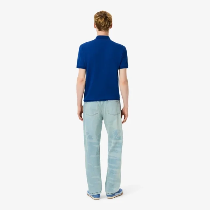 Straight fit-jeans for menn med landskapsmotiv
