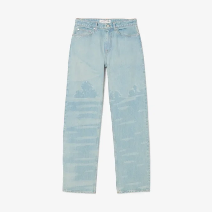 Straight fit-jeans for menn med landskapsmotiv