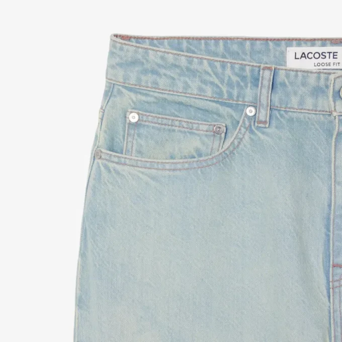 Straight fit-jeans for menn med landskapsmotiv