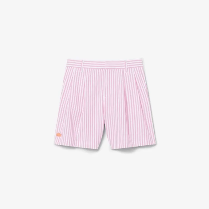 Stretch-bermudashorts i stripet oxford