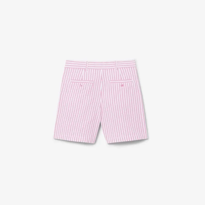 Stretch-bermudashorts i stripet oxford