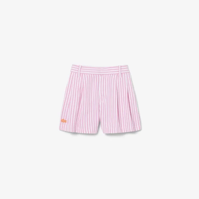 Stretch-bermudashorts i stripet oxford