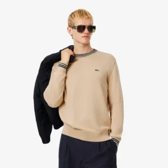 Stripet bomullsjerseygenser for menn