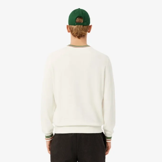Stripet bomullsjerseygenser for menn