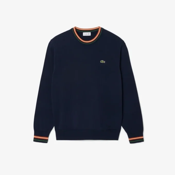 Stripet bomullsjerseygenser for menn