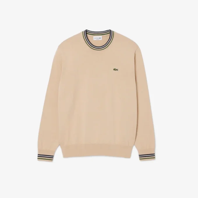 Stripet bomullsjerseygenser for menn