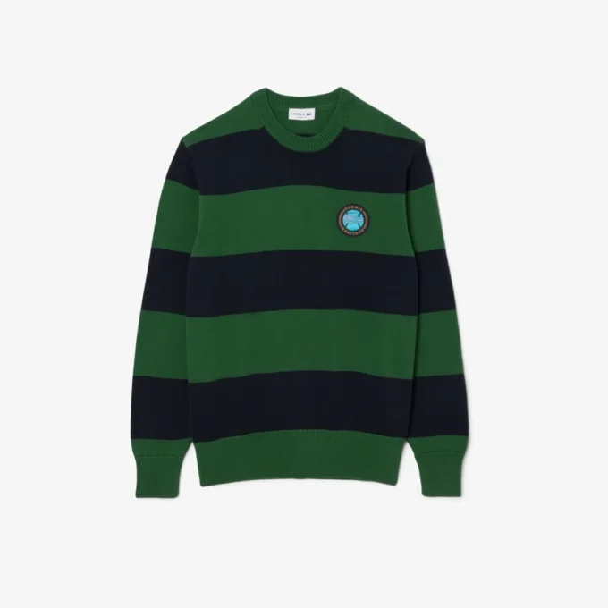 Stripet bomullsjerseygenser for menn