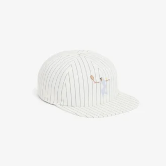 Stripet brodert bomullstwill-cap
