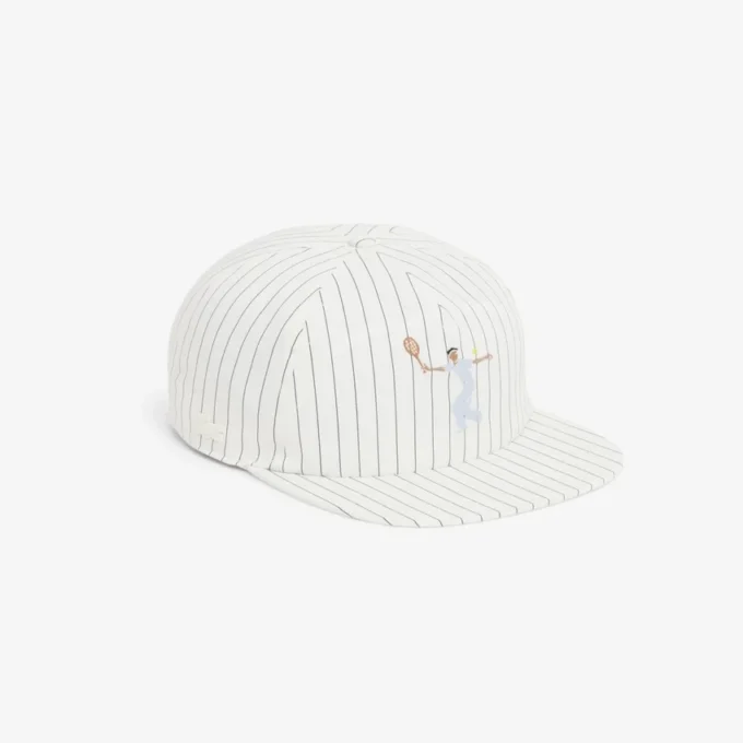Stripet brodert bomullstwill-cap