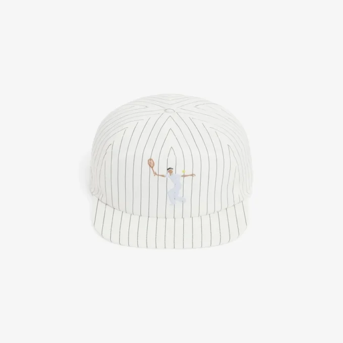 Stripet brodert bomullstwill-cap
