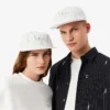 Stripet brodert bomullstwill-cap