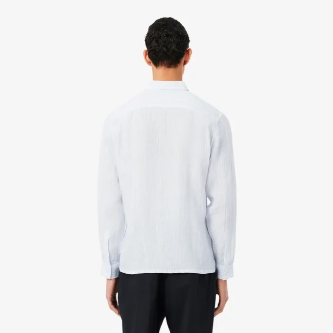 Stripet lin-skjorte i regular fit for menn