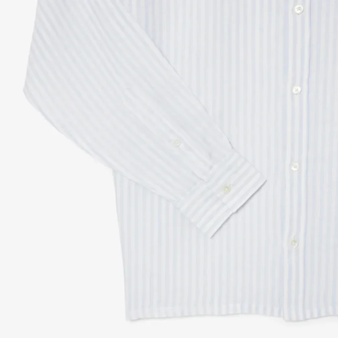 Stripet lin-skjorte i regular fit for menn