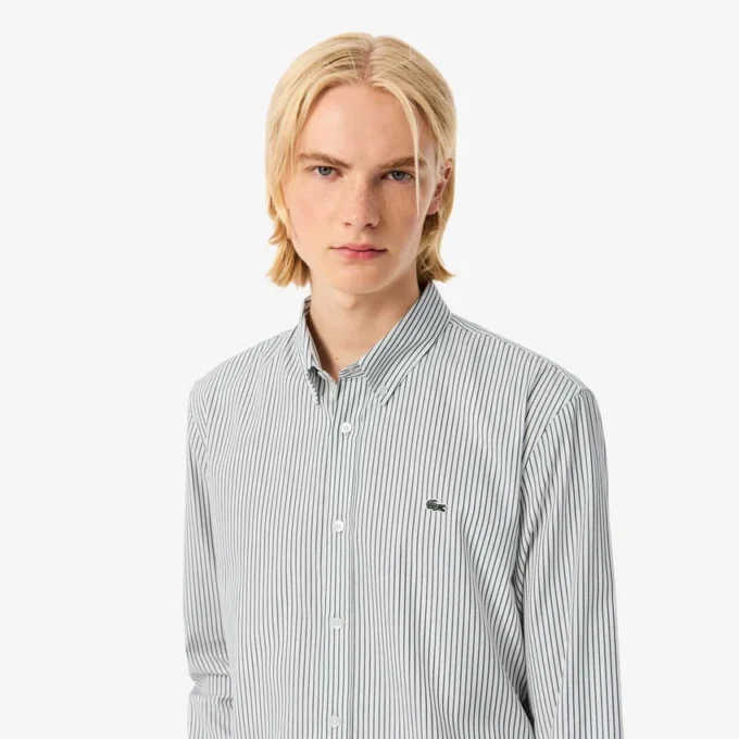 Stripet pinpoint-skjorte i regular fit for menn