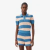 Stripet polo-genser i mesh