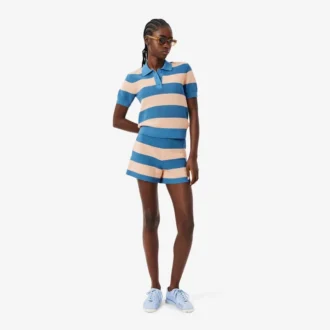Stripet polo-genser i mesh