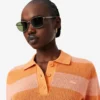 Stripet polo-genser i mesh