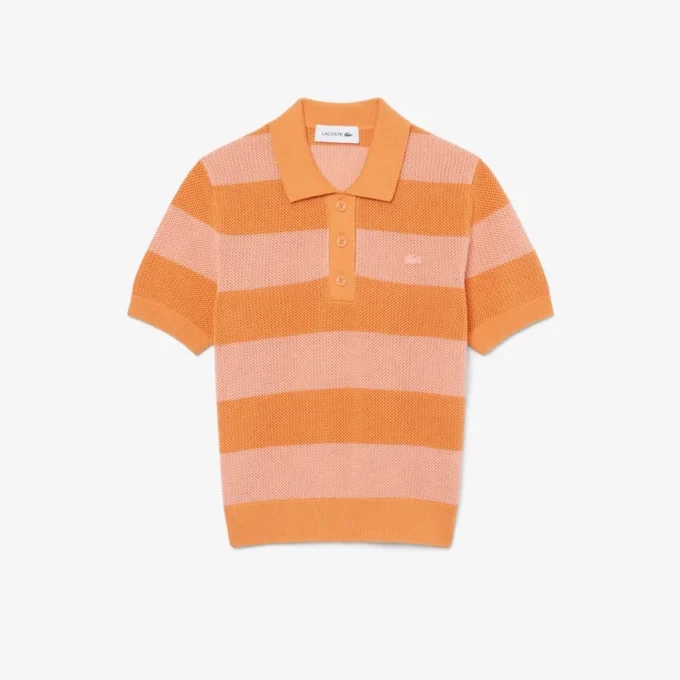 Stripet polo-genser i mesh