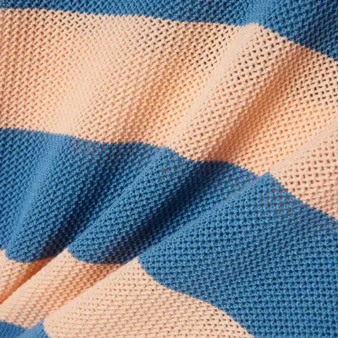 Stripet polo-genser i mesh