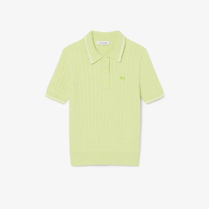 Stripet pologenser med kabelmønster