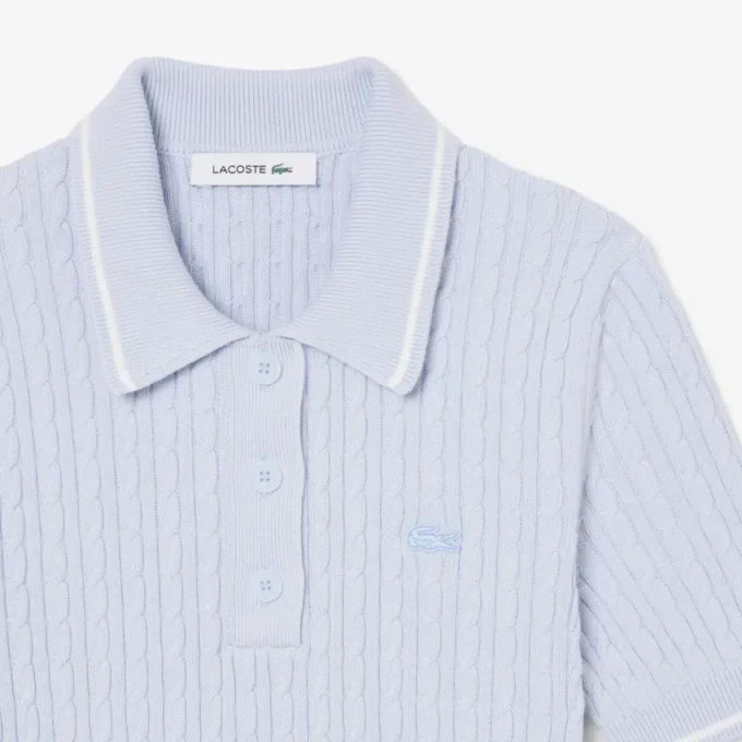Stripet pologenser med kabelmønster