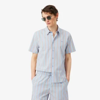 Stripet poplin-skjorte med normal passform