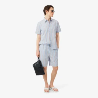Stripet poplin-skjorte med normal passform