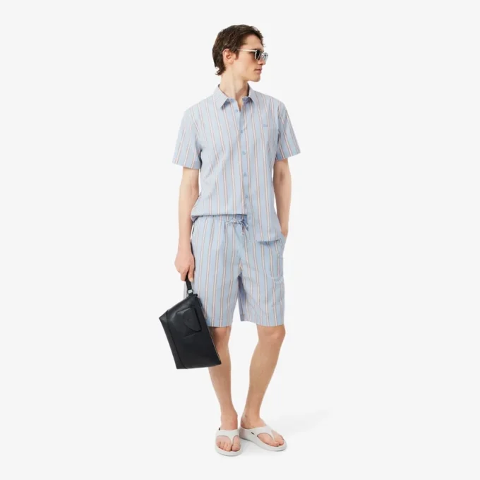 Stripet poplin-skjorte med normal passform