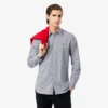 Stripet stretch-skjorte med knapper i slim fit for menn