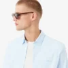 Stripet stretch-skjorte med knapper i slim fit for menn