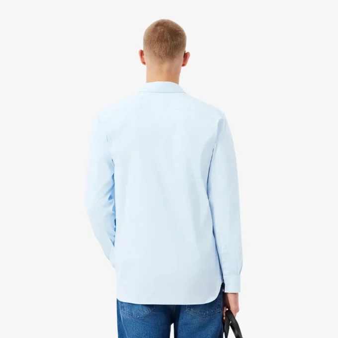 Stripet stretch-skjorte med knapper i slim fit for menn