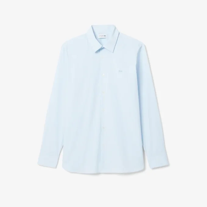 Stripet stretch-skjorte med knapper i slim fit for menn