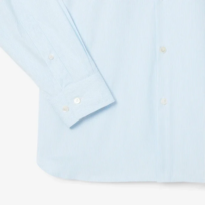 Stripet stretch-skjorte med knapper i slim fit for menn