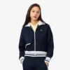 Stripet sweatshirt med glidelås for kvinner