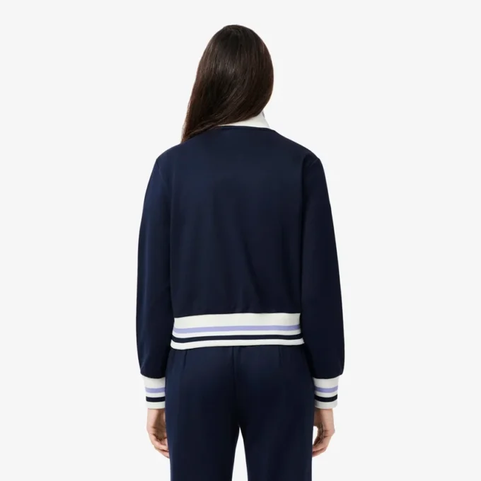 Stripet sweatshirt med glidelås for kvinner