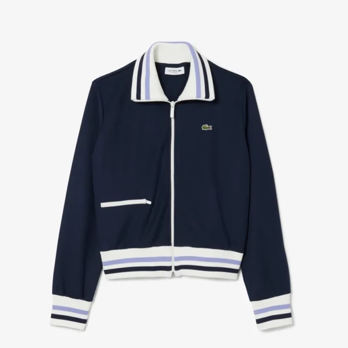 Stripet sweatshirt med glidelås for kvinner