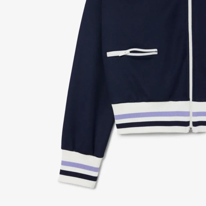 Stripet sweatshirt med glidelås for kvinner