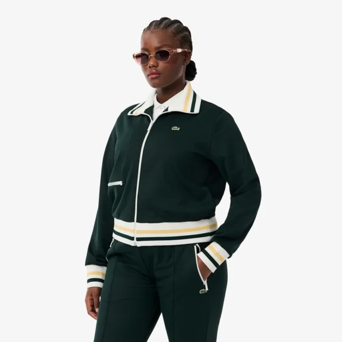 Stripet sweatshirt med glidelås for kvinner