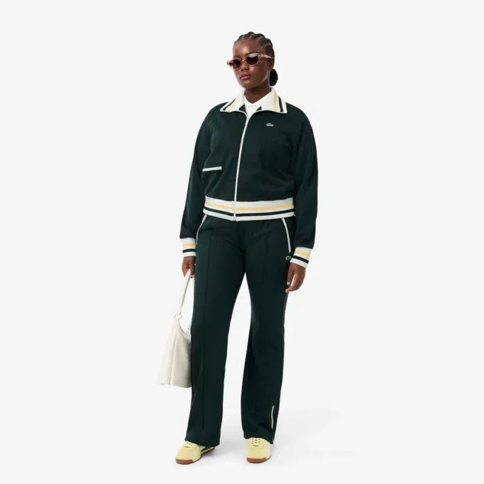 Stripet sweatshirt med glidelås for kvinner