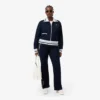 Stripet sweatshirt med glidelås for kvinner